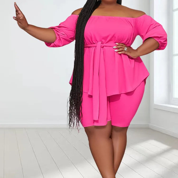 Wmstar Plus Size New In Matching Sets Two Piece Sets Women Loose Top Shorts Tracksuit Casual Summer Wholesale Dropshipping 2023