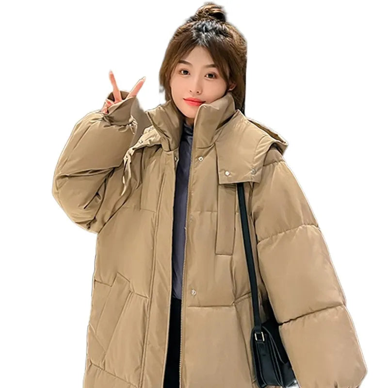 Winter and Autumn Women White Duck Down Hoodies Puffer Jackets Coats Warm Windproof Black White Coats
