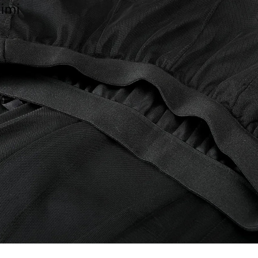 Women's Korean Fashion Harajuku Long Gauze Skirt Spring Summer High Waist Midi Maxi Tulle Skirt Aesthetic Vintage Y2k Skirt