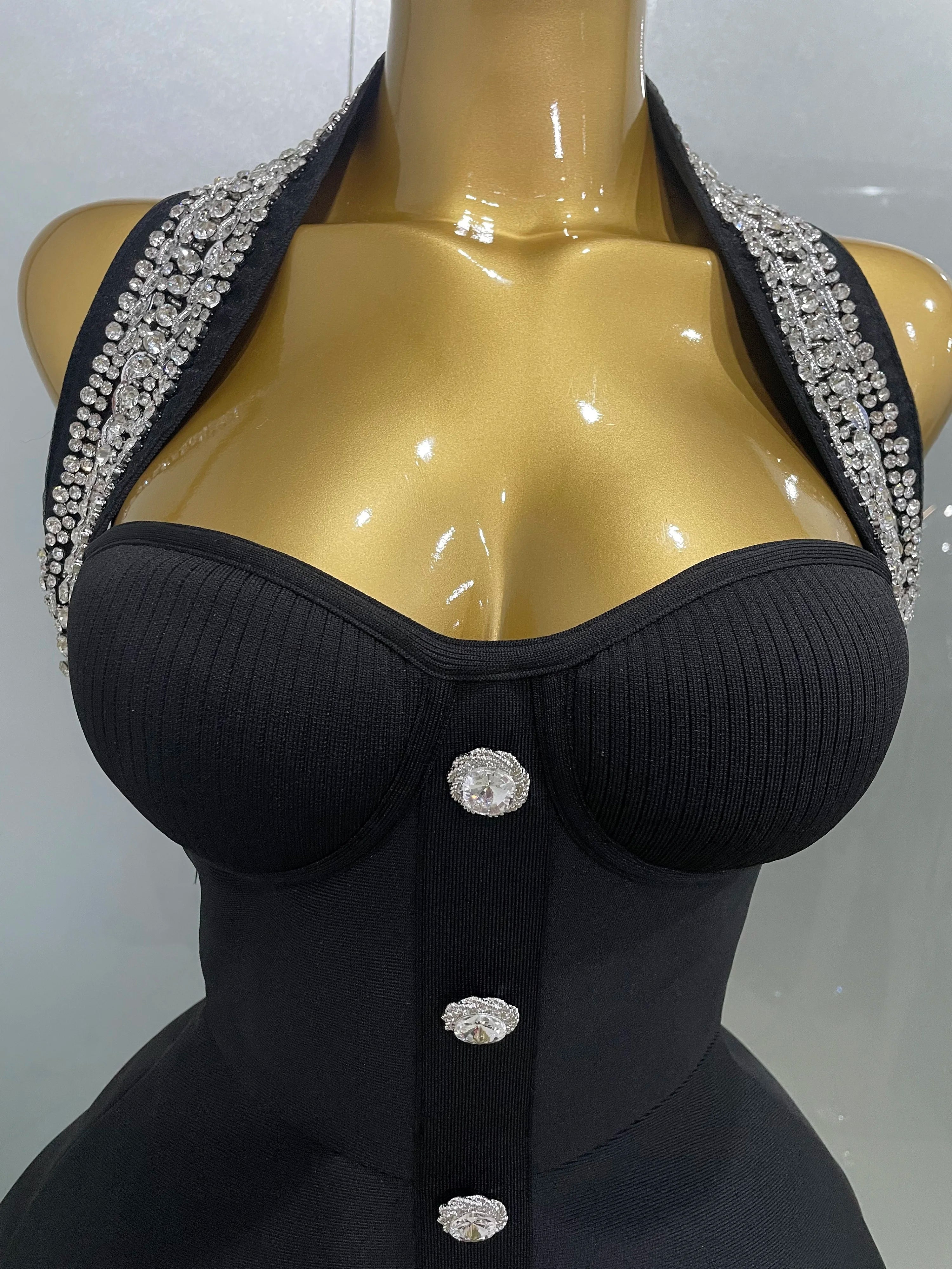 2025 Women Black Sexy Off the Shoulder Shinning Crystal Bodycon Bandage Long Dress Gloves Elegance Celebrate Evening Party Dress