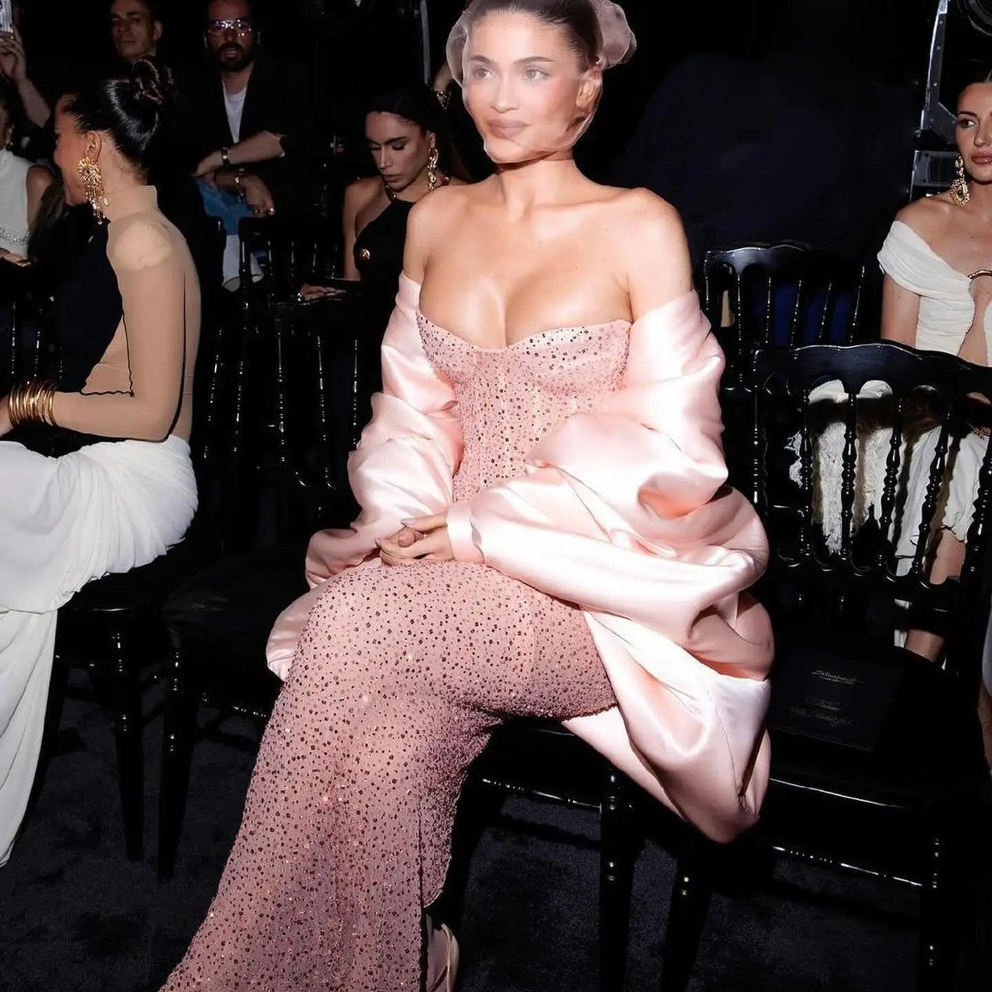 Pink Color Dazzling Diamonds Strapless Ankle Length Evening Dress Woman Birthday Party Dress Celebrity Evening Party Outfit