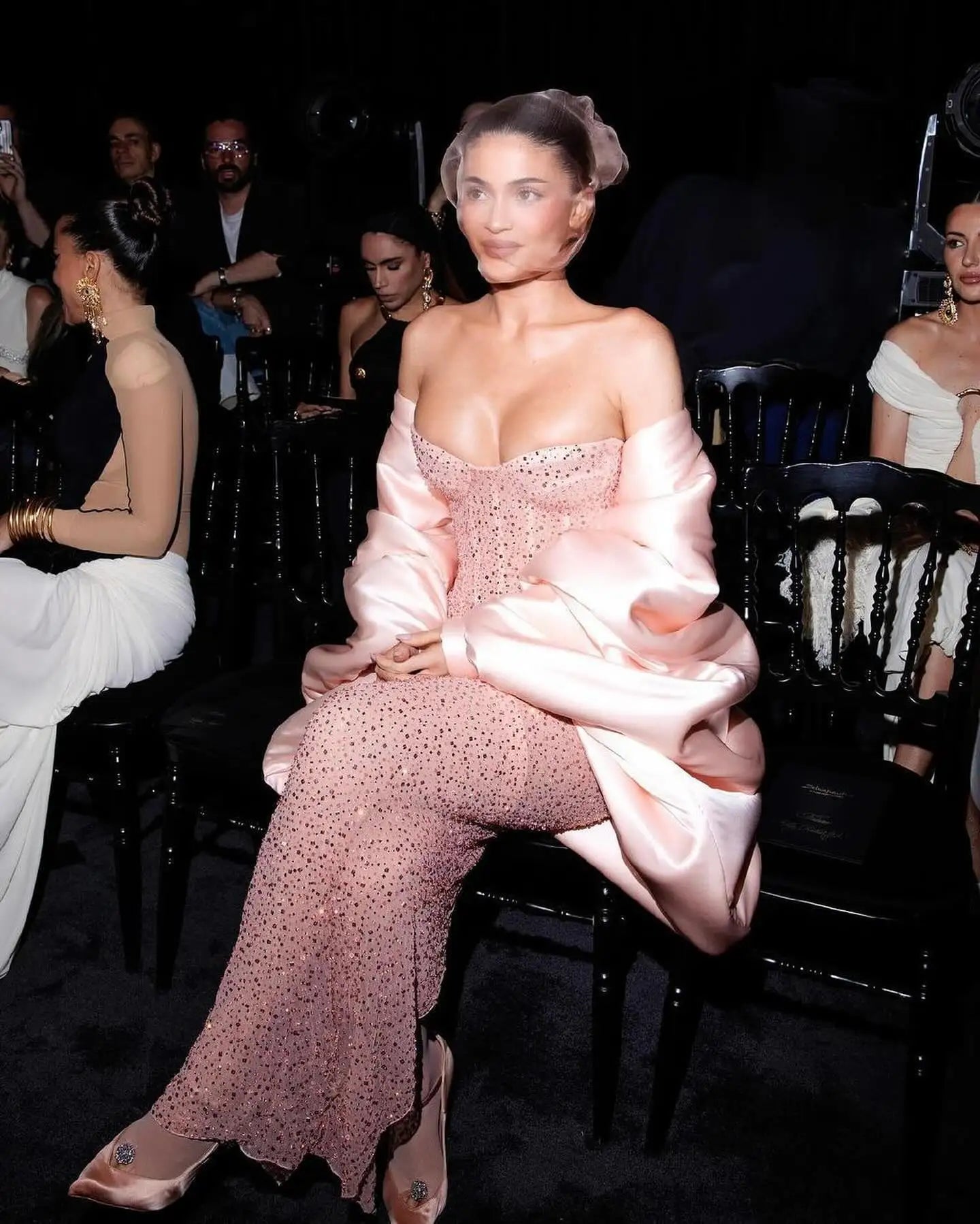 Pink Color Dazzling Diamonds Strapless Ankle Length Evening Dress Woman Birthday Party Dress Celebrity Evening Party Outfit