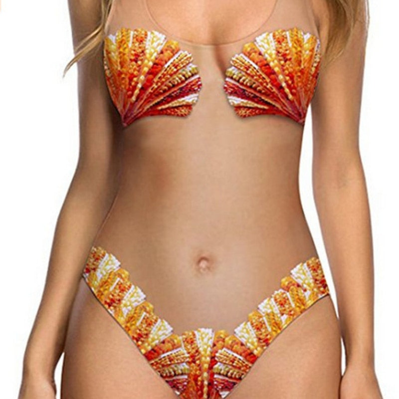 Sexy Bikini Skin One-Piece Printed Swimsuit Swimming Summer Ladies Quick Dry High Elastic Bikini