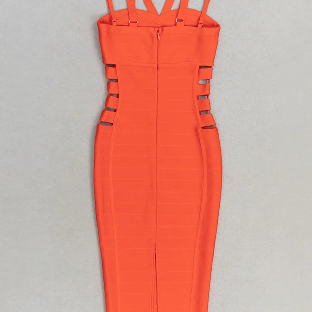 2025 Sexy Women's Bandage Dress Spaghetti Strap Sleeveless Bodycon Hollow Design Dress Cocktail Evening Party Vestidos