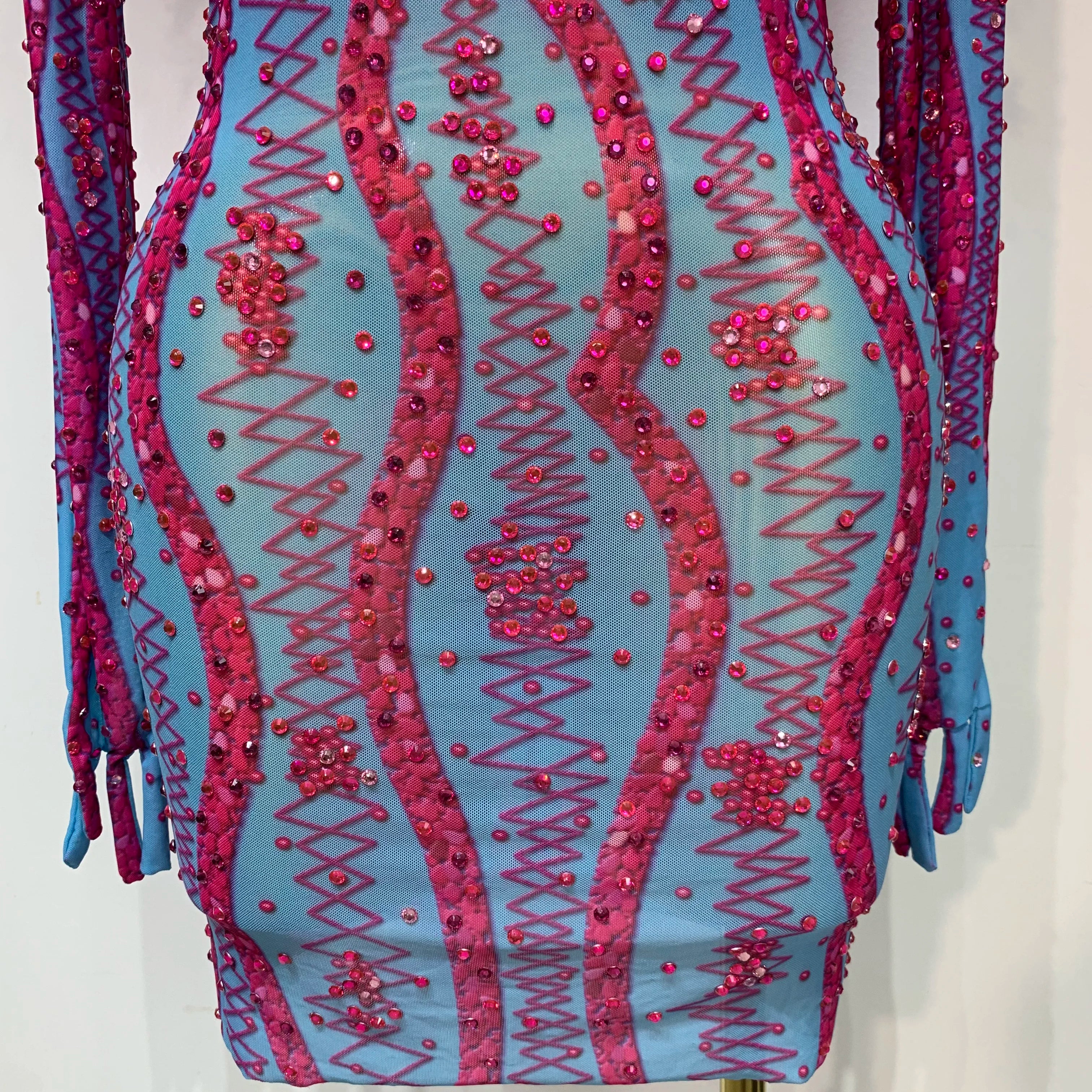 Women Sexy Mesh See Through Diamond Feather Dress 2025 Elegant Evening Party Luxury Birthday Nightclub Performance Stage Costume