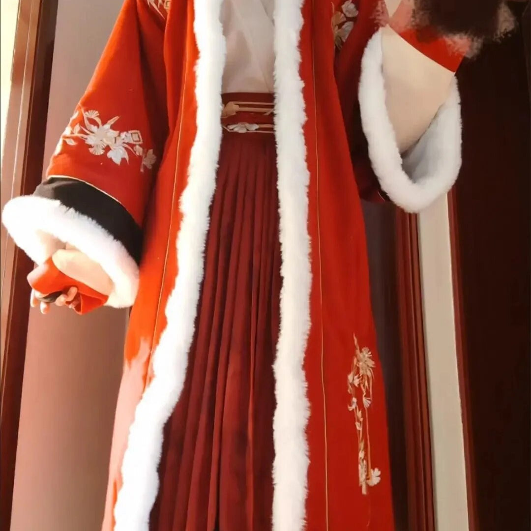 Winter Original Song Dynasty 2024 Hanfu Woolen Sweater Thickened Double-breasted Long Jacket Women Longuette for Girls and Women