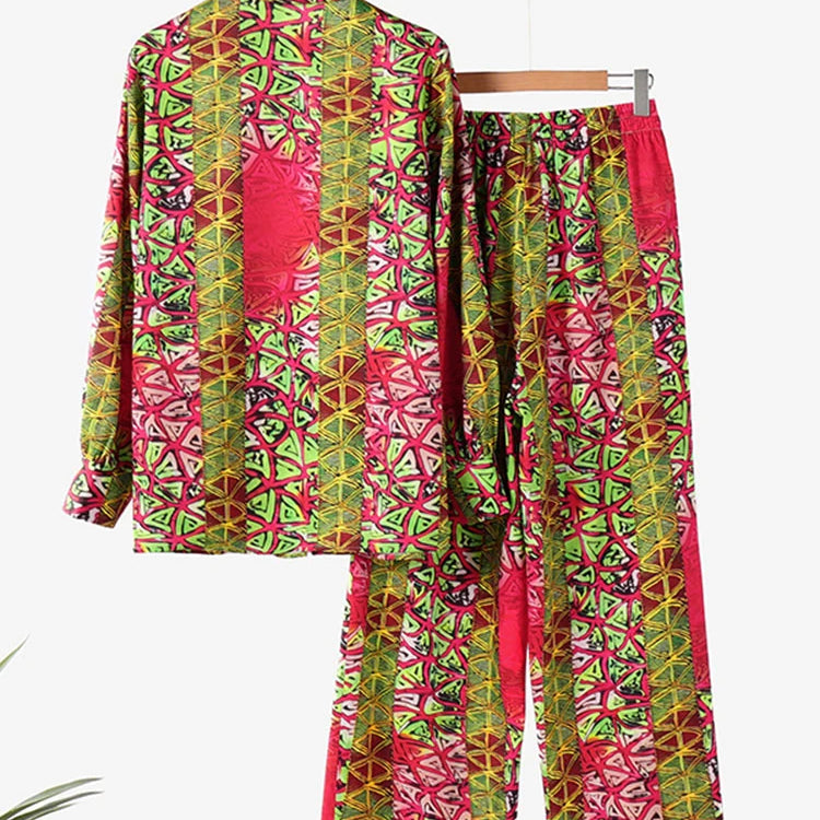 Plus Size 2024 VONDA Women Outfits 2024 Autumn Elegant Pant Sets Stylish Long Sleeve Casual Printed Top Trousers Two Piece Suits