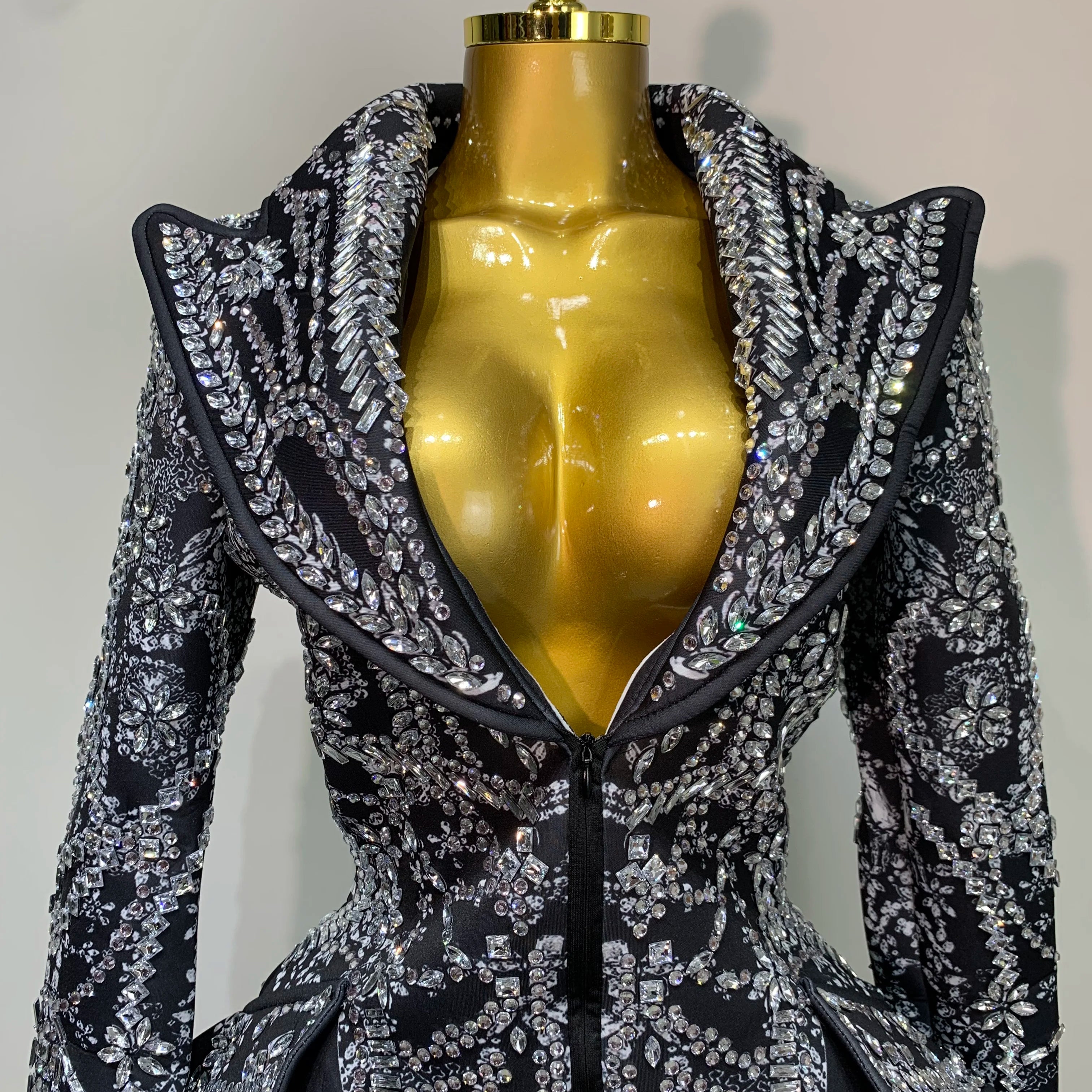 Luxury Nightclub Evening Birthday Dresses Stage Perform Outfit Sparkly Rhinestone Women's Elegant Party Sexy Dress