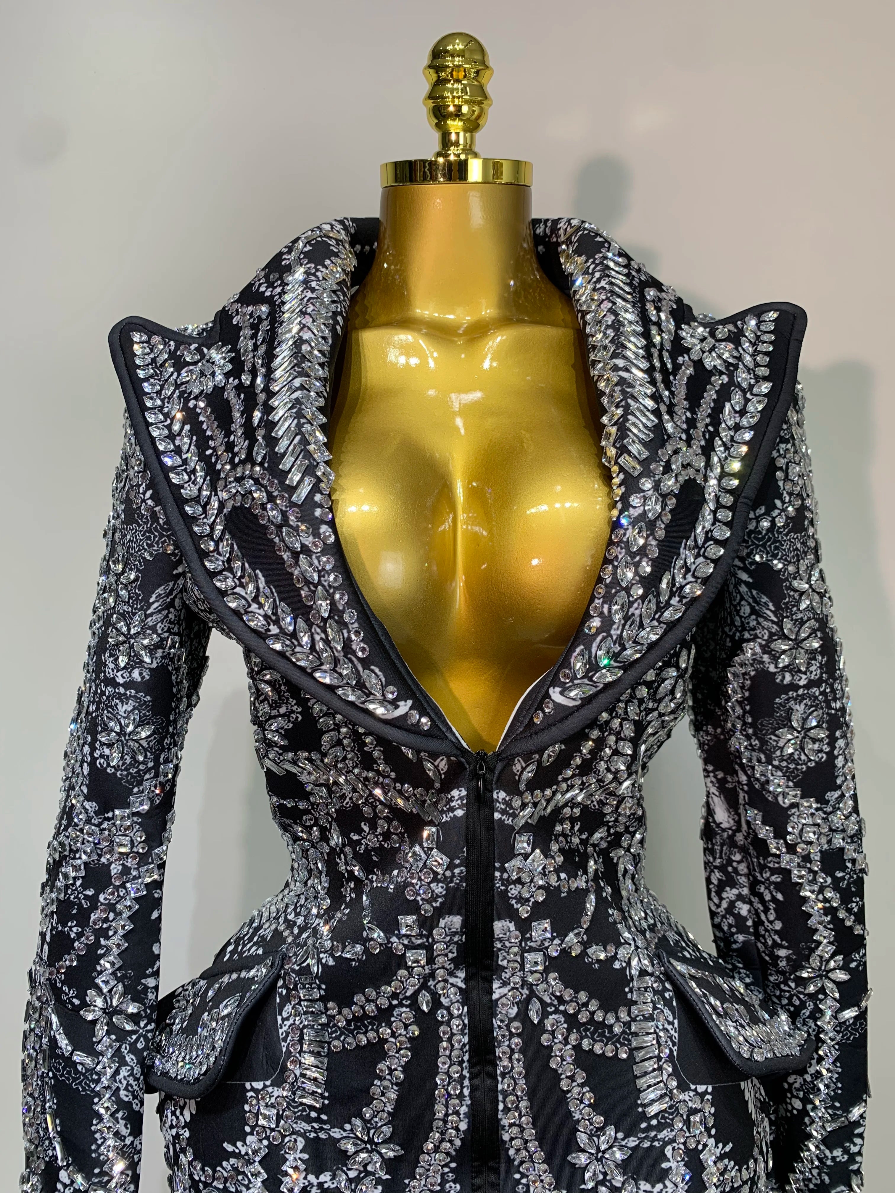 Luxury Nightclub Evening Birthday Dresses Stage Perform Outfit Sparkly Rhinestone Women's Elegant Party Sexy Dress