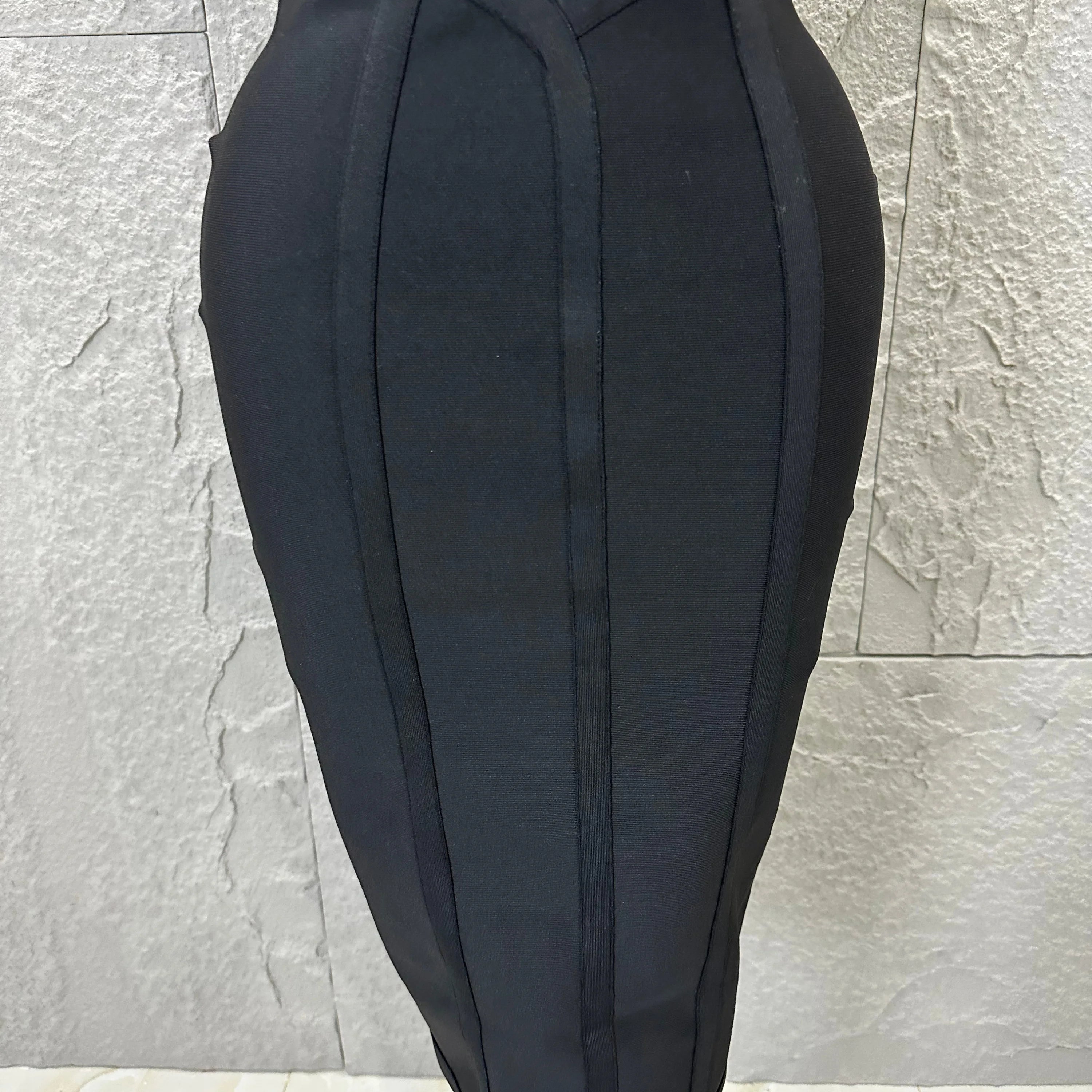 Elegant 2026 Brown Bandage Midi Dress Women Sexy Halter Neck Deep V Bodycon Evening Party Costume Cocktail Party Costume