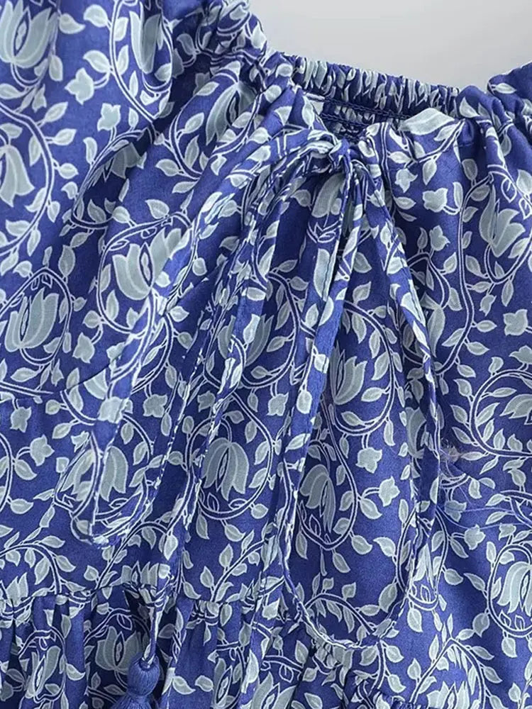 Sexy Square Neck Print Mini Dress Women Fashion Short Sleeve Slim Dresses Summer Casual Female Beach Party Vacation Vestido