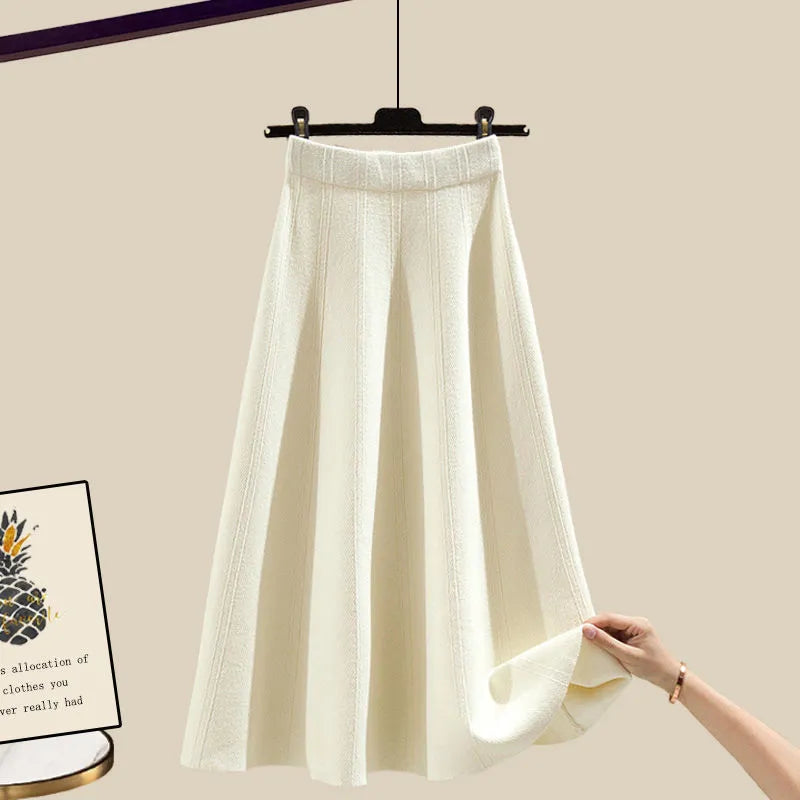 Spring and Autumn Suits Women's Fashion Waist Closing Slim Shawl Shirt Skirt Three Piece Set White skirts