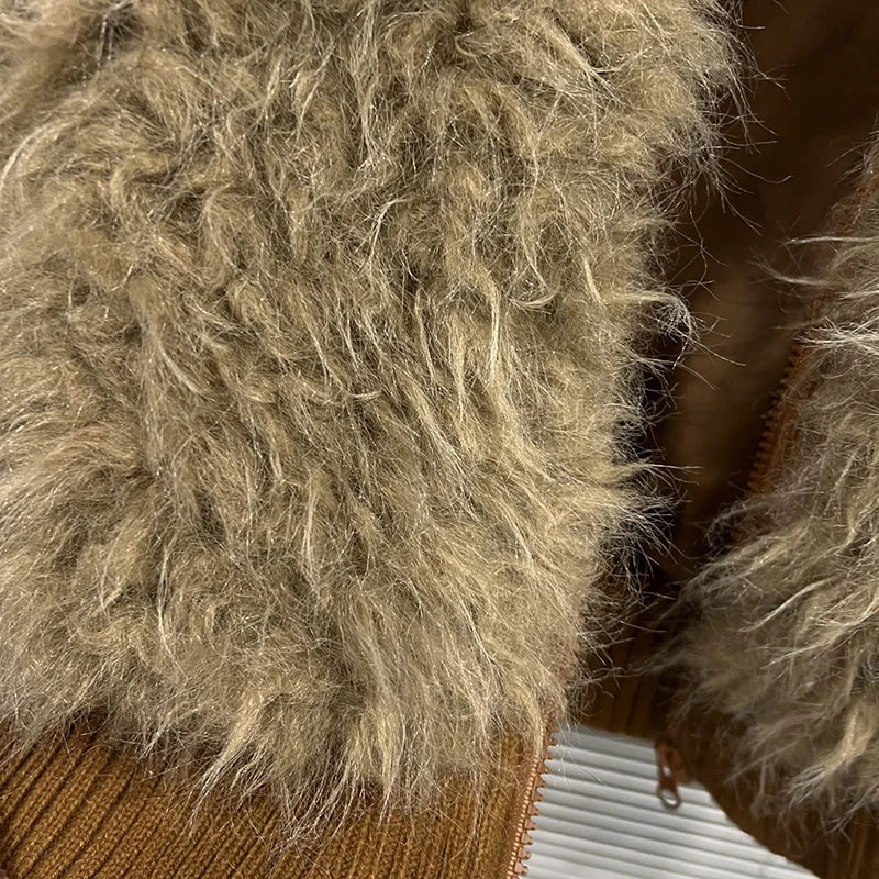 Autumn Winter New Versatile Style Sleeveless Simple Furry Vest For Women Stand Collar Zipper Sleeveless Coat 11A07567