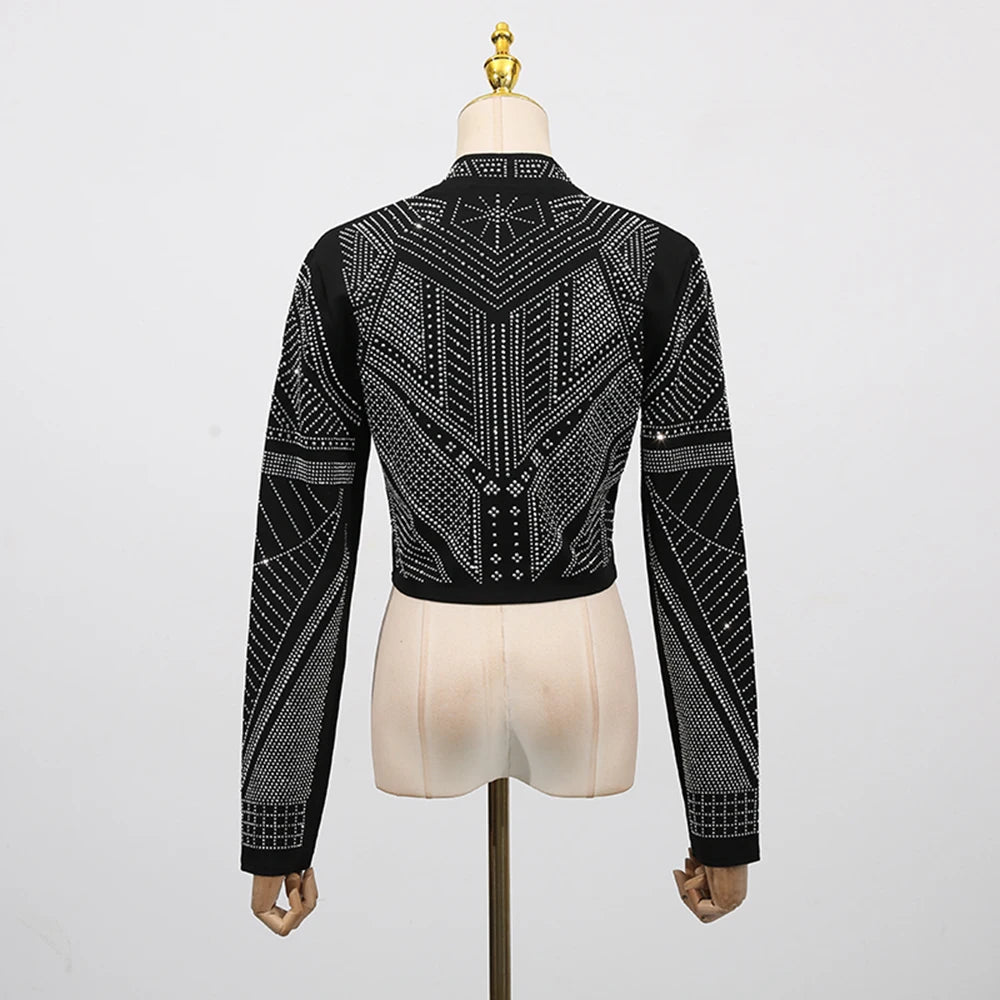 Hit Color Spliced Stick Drill Casual Jackets for Women Open Stitch Long Sleeves Short Jacket Female Clothing New