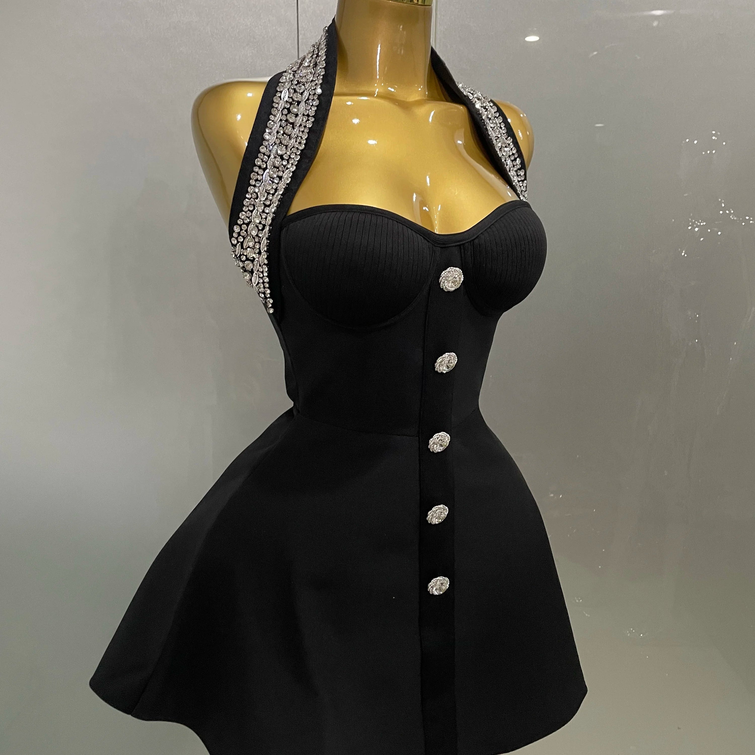 2025 Women Black Sexy Off the Shoulder Shinning Crystal Bodycon Bandage Long Dress Gloves Elegance Celebrate Evening Party Dress