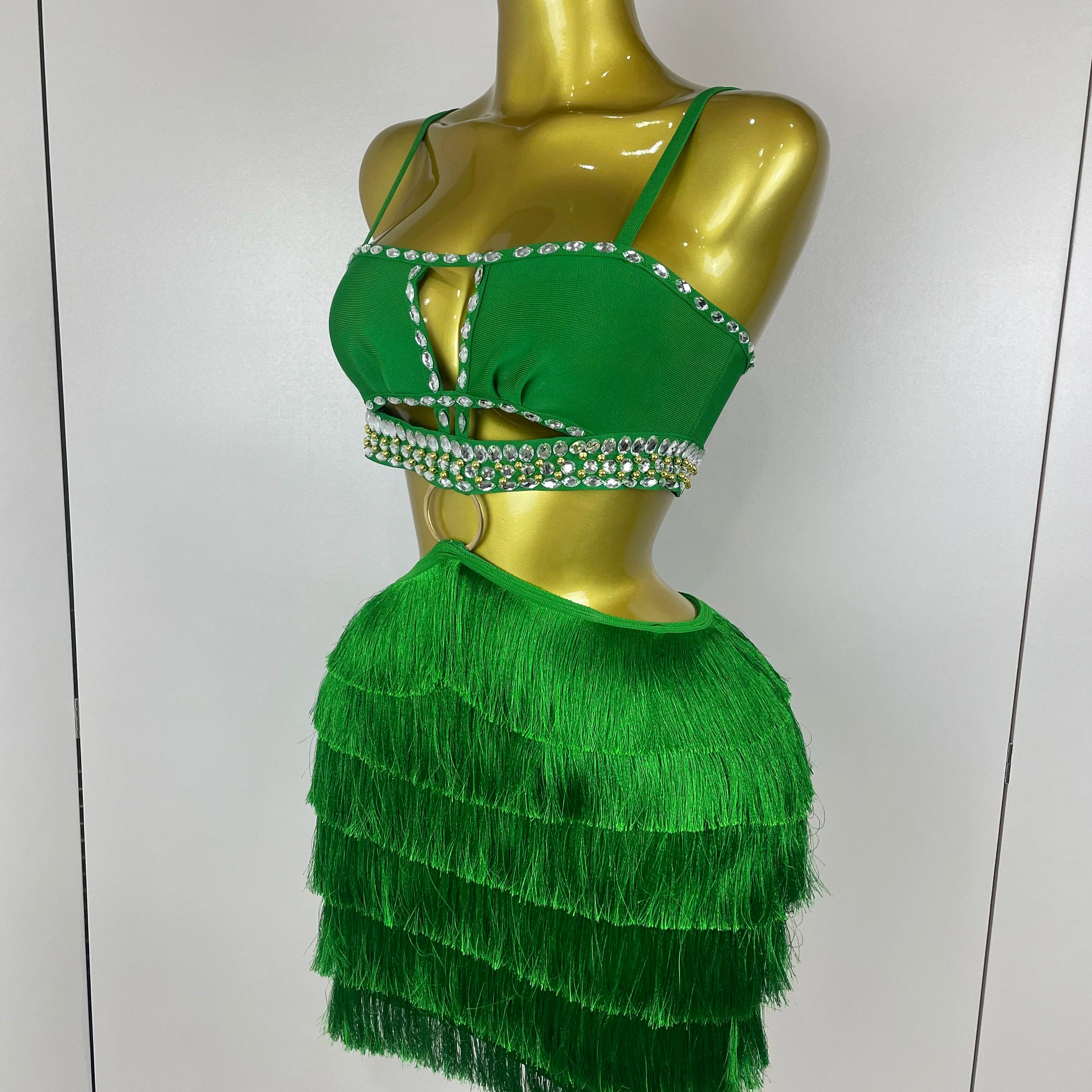 2025 Women Sexy Green Sling Backless Dress Bodycon Bandage Dress Celebrity Elegant Evening Club Luxury Birthday Party Dresses
