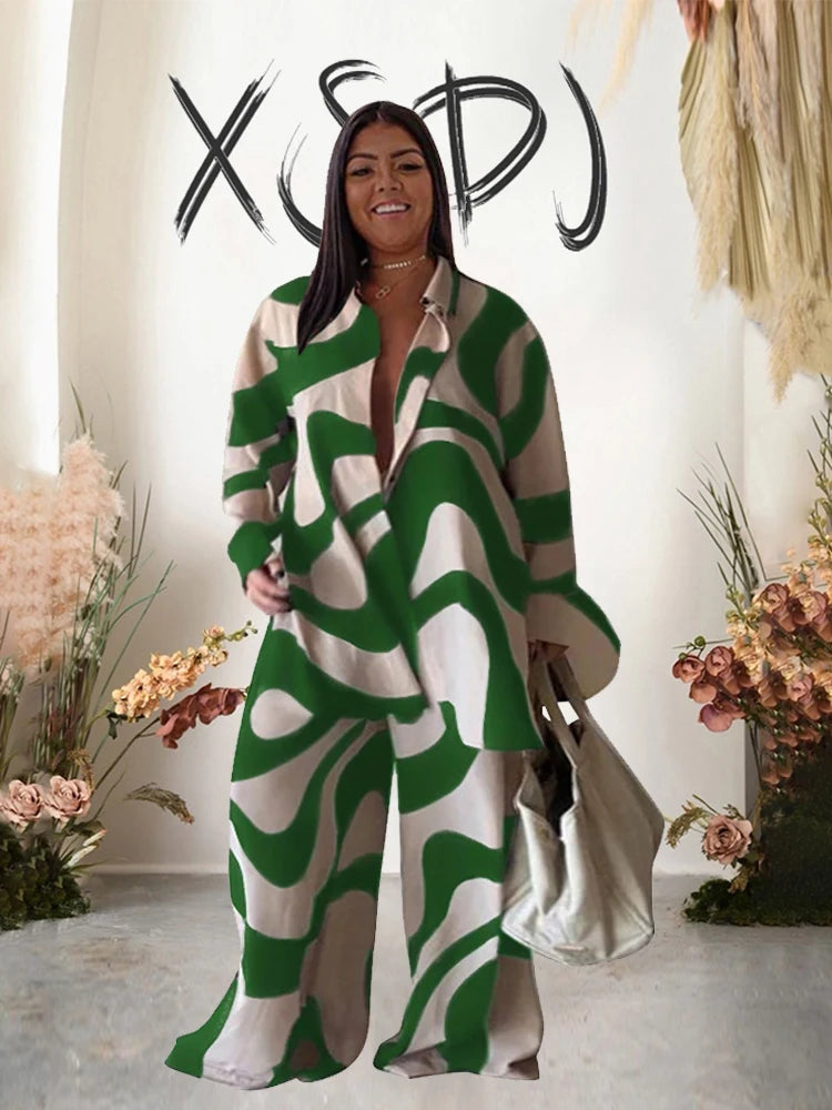 2 Piece Sets Outfits Loose T-shirt Long Pants Casual Elegant Woman Sets Female Fashion Suits Plus Size Dropshipping Wholesale