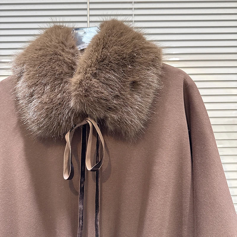 Winter New Fashion Furry Collar Loose Fleece Sweatshirt Dresses For Women Causal Loose Dress Female Trendy 11A07764