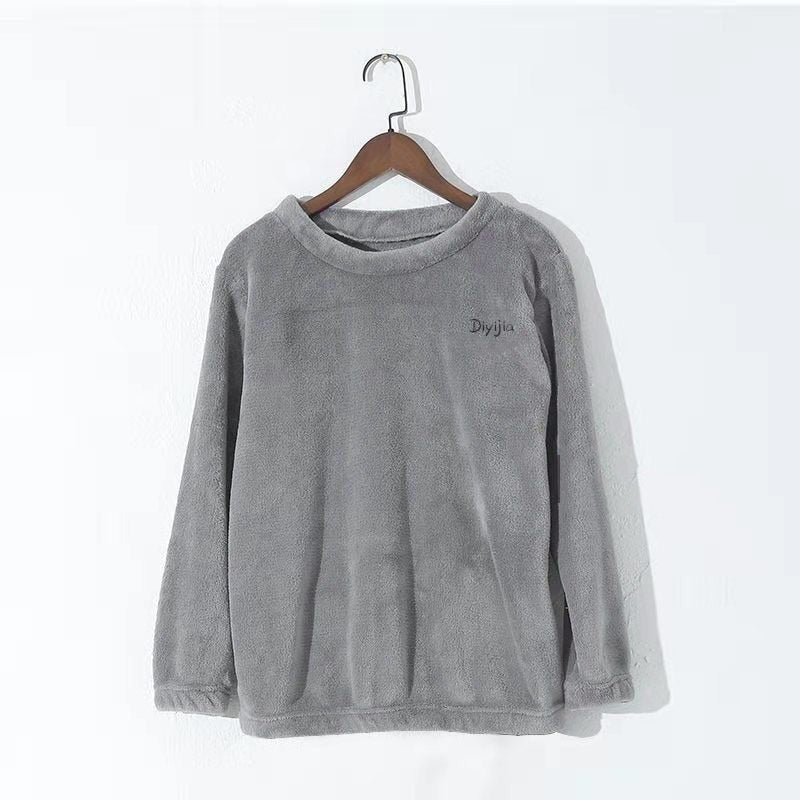 Women Winter Velvet Sets Pullover And Elastic Waist Pants Sets Casual Warm Cashmere Sets Women Autumn and Winter GREY TOP fit to 45-75kgs