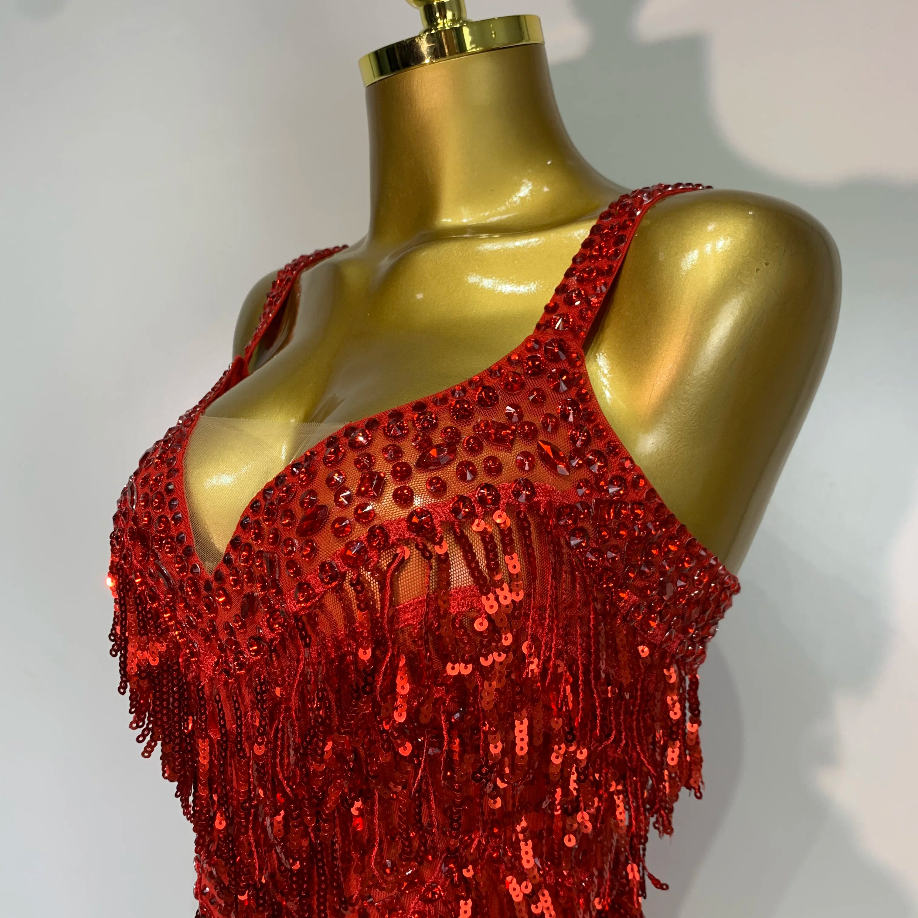 Sparkly Rhinestone Tassel Sexy Backless Mesh Bodysuit Women Luxury Birthday Party Nightclub Bar Dencer Stage performance Costume