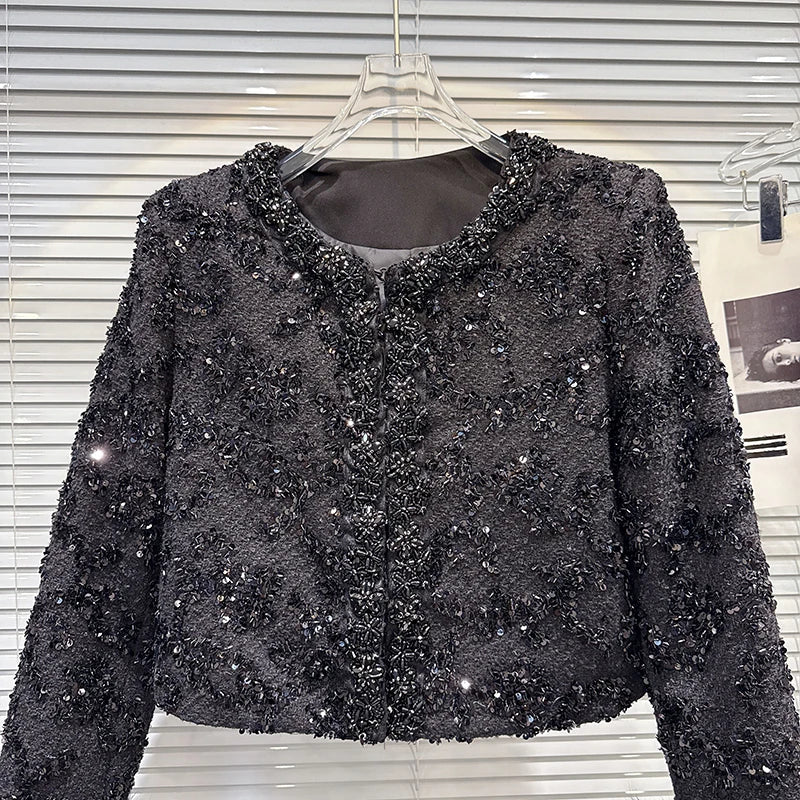 Winter New Fashion Fox Fur Cuff Beaded Edge Cotton Inner Short Coat For Women High-end Elegant Jacket Female 11A07516