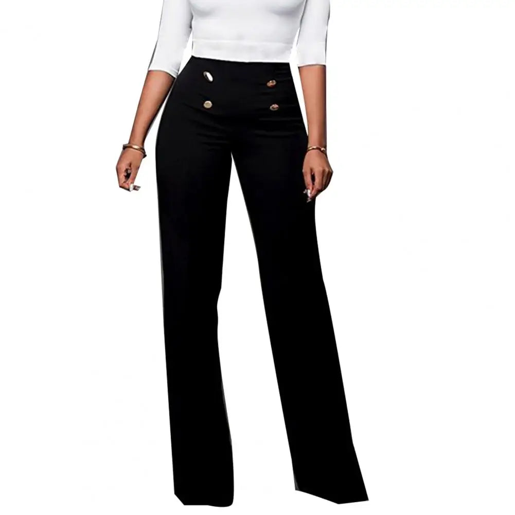 Women Wide Leg Pants High Waist Autumn Ladies Fashion Trousers Solid Color Comfortable Soft Bell-bottoms Pants Women Clothing black