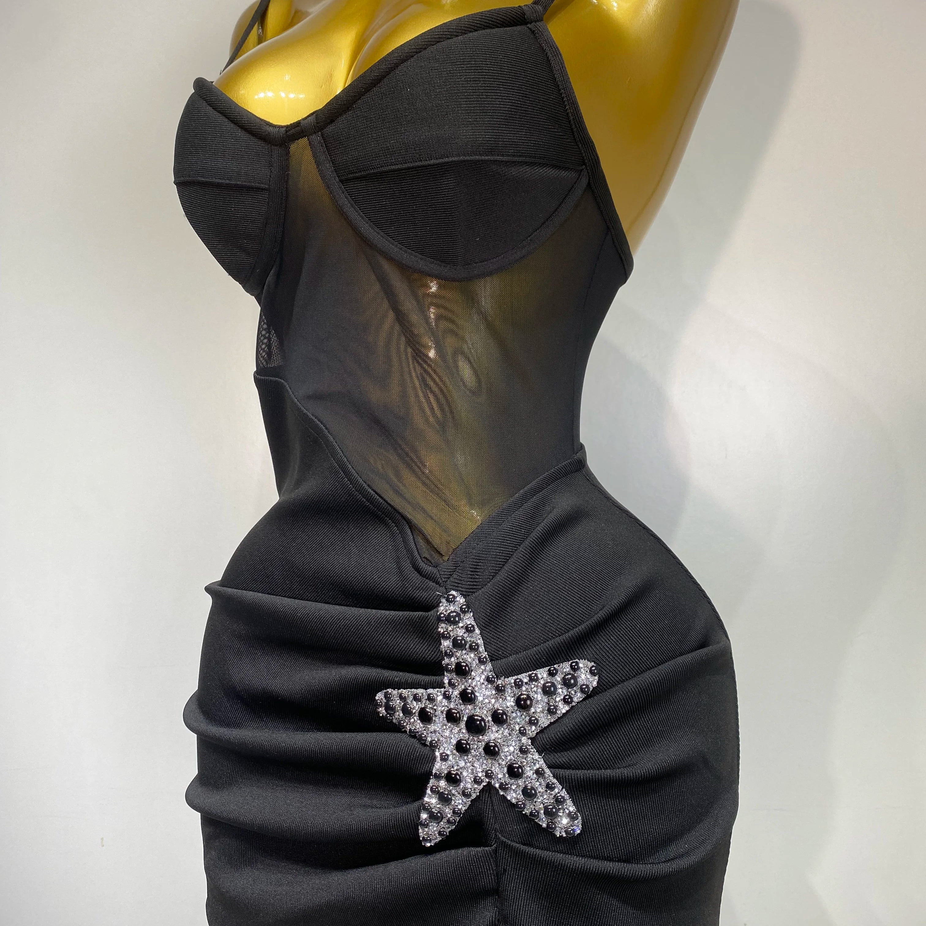 Sexy Long Dress Starfish Decoration Bandage Dress Women 2025 Elegant Style Fashion Evenig Party Luxury Birthday Prom Gowns