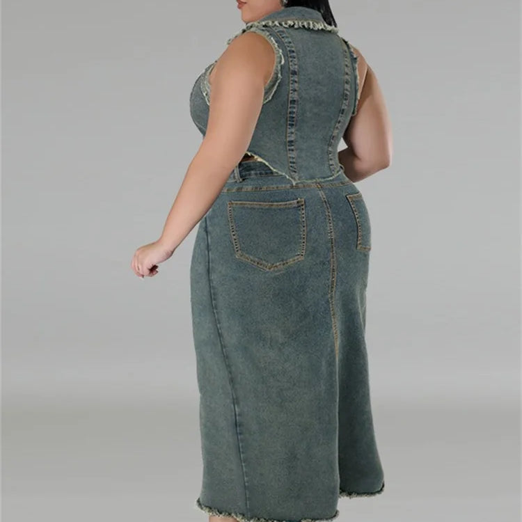 Wmstar Women Plus Size Denim Skirts Sets Two Piece Set Casual Summer Turn-down Collar Crop Tops Streetwear Matching Suits 2024