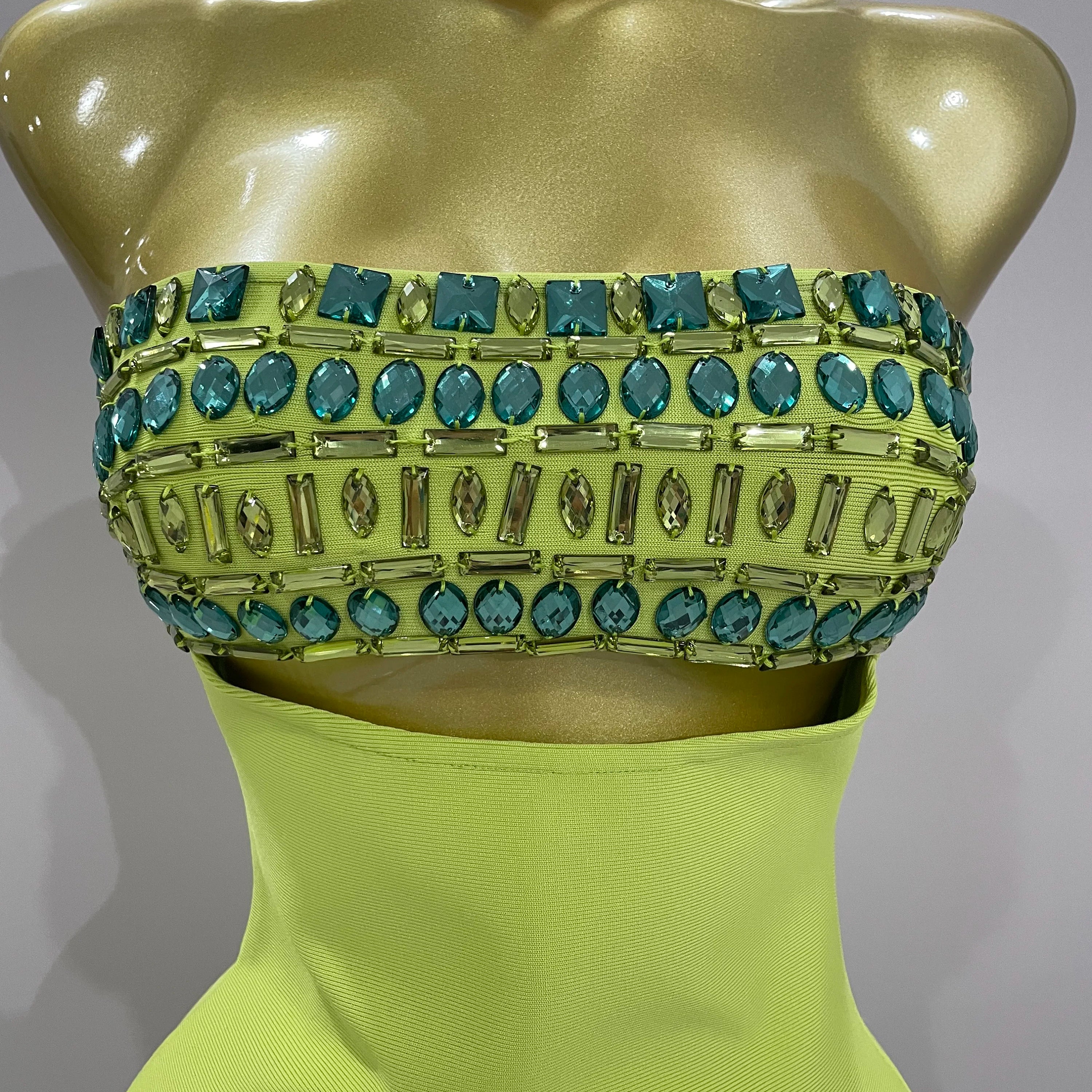 2025 Luxury Sexy Strapless Sparkly Diamond Cut Out Bodycon Bandage Dress Women Celebrity Elegant Evening Party Birthday Outfit