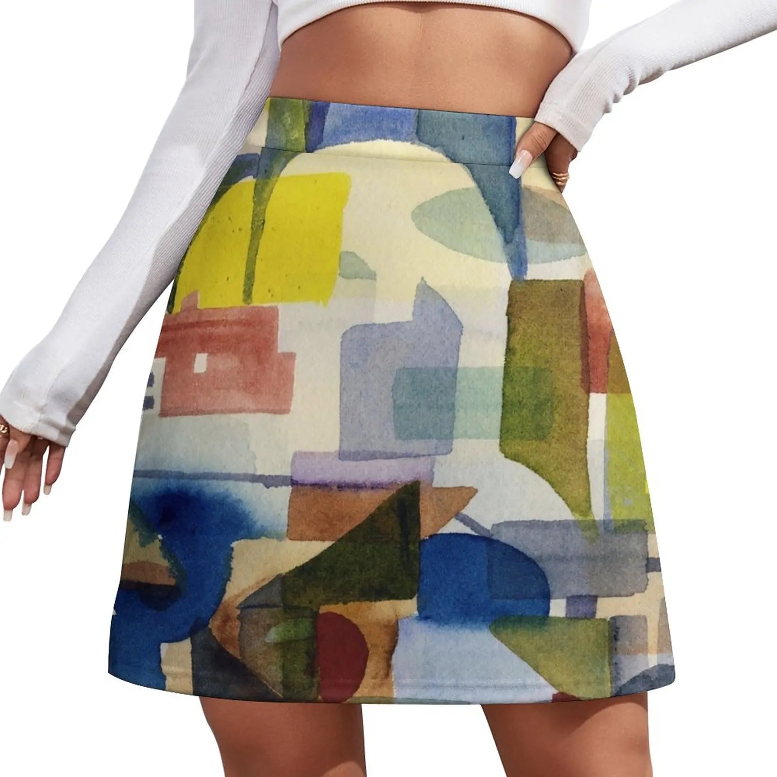 Cityscape with Clouds Mini Skirt luxury designer clothing women skirts summer woman micro mini skirt extreme White