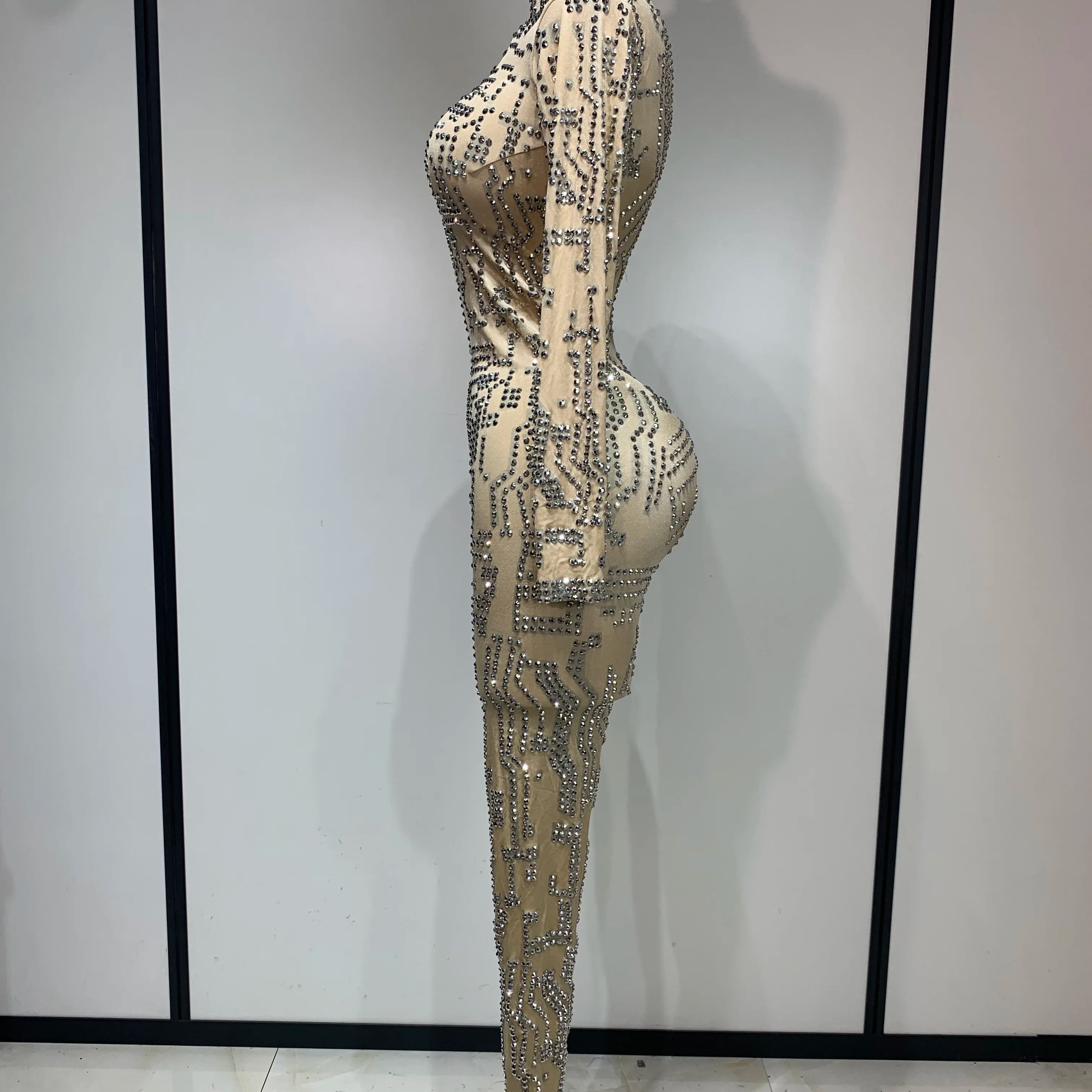 Shining Rhinestones Jumpsuits for Women Sexy Stretch Dance Jumpsuit Birthday Party Nightclub Stage Wear Drag Queen Costumes