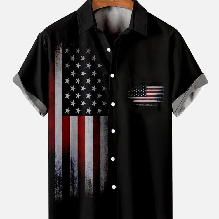 Men's Shirts American Flag Eagle pattern 3D Print Tops New Summer Casual Fashion Beach Party Tops Short Sleeves Men Clothing CSC04F2024041M2