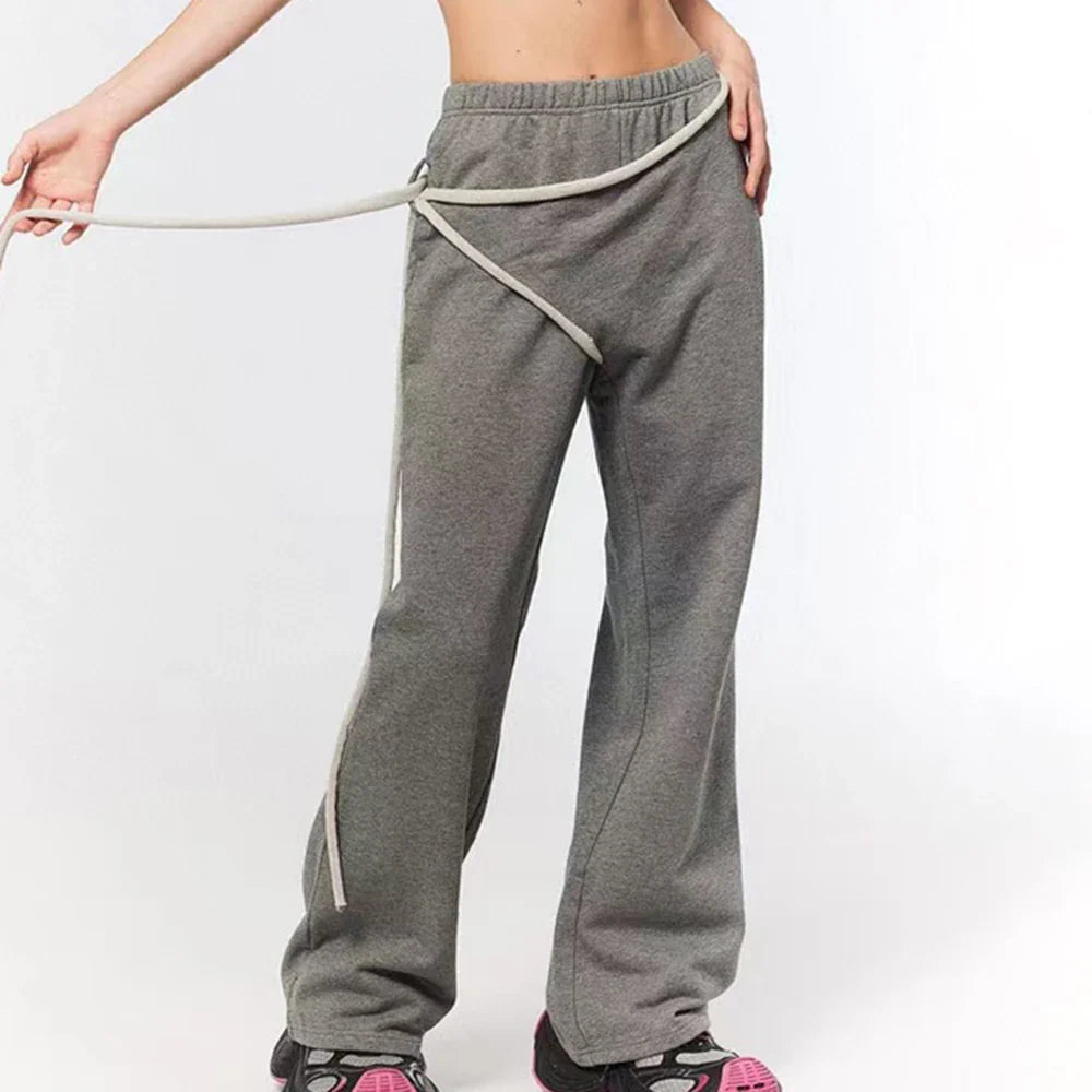 Colorblock Casual Two Piece Sets For Women O Neck Long Sleeve Top High Waist Pant Chic Set Female Fashion Clothing