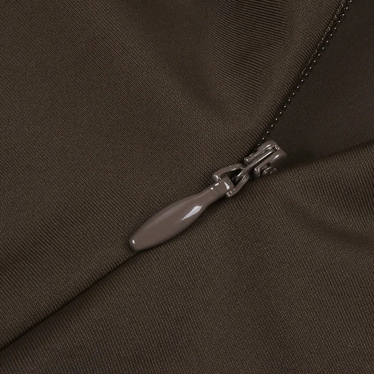 Chic Brown Sheer Side Mesh-Paneled Sleeveless Maxi Dress with Braided Details for Party Evening Gown