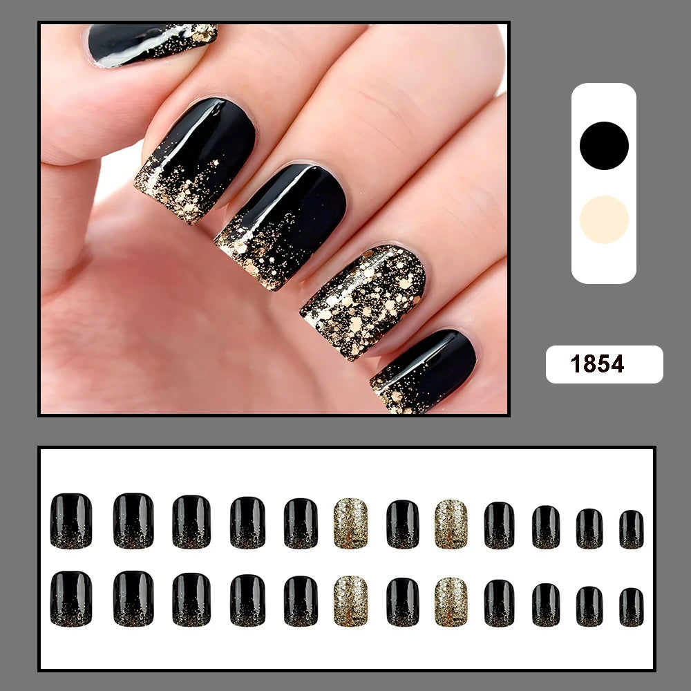24pcs/set short Medium Long fake nails for women almond square ballet tips cute animals starry eyes Y2K press on false nails 1854