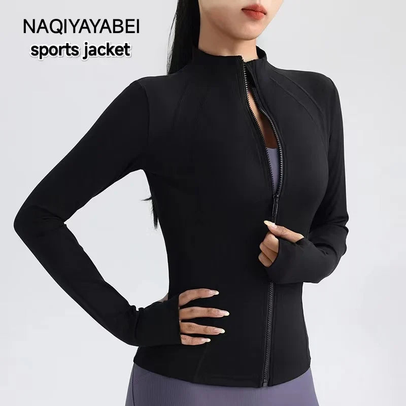 New Popular Yoga Clothes Fashion Zipper Fitness Jacket Quick Drying Yoga Shirt Anti-wrinkle Long Sports Shirt Yoga Sportswear