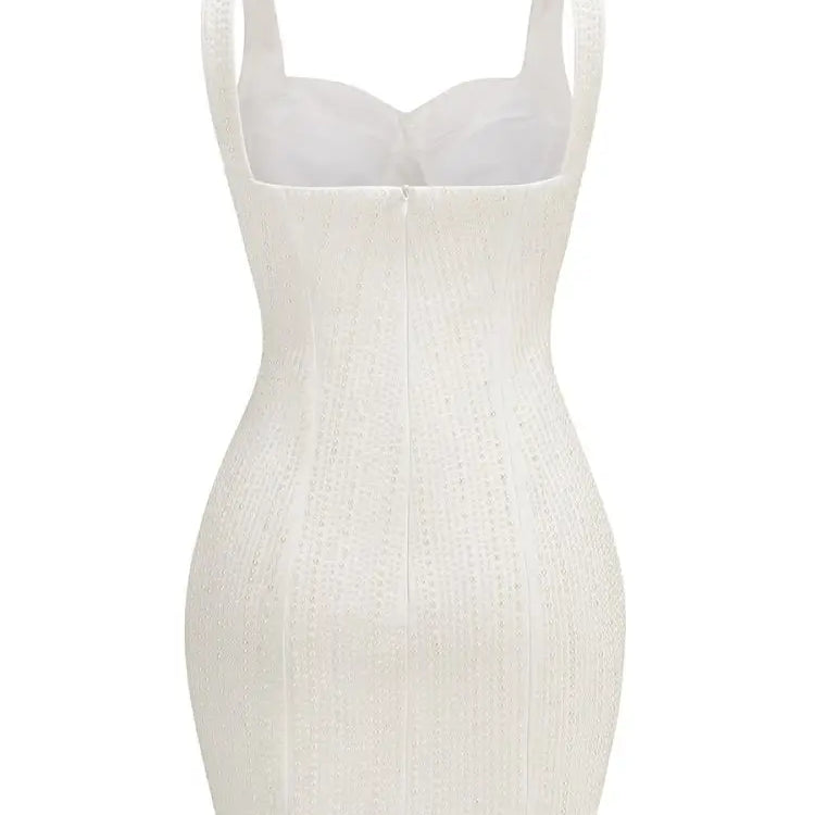 Women Sleeveless Sexy Strap Pearl Beading Bodycon Mini Dress Cute Girls' Birthday Party Celebrate Dress Wholesale