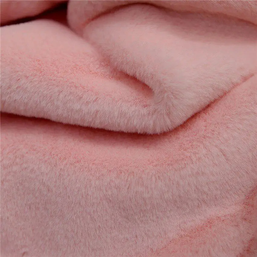 Women Mink Faux Fur Coat Solid Female Turn Down Collar Winter Warm Fake Fur Lady Coat Casual Jacket