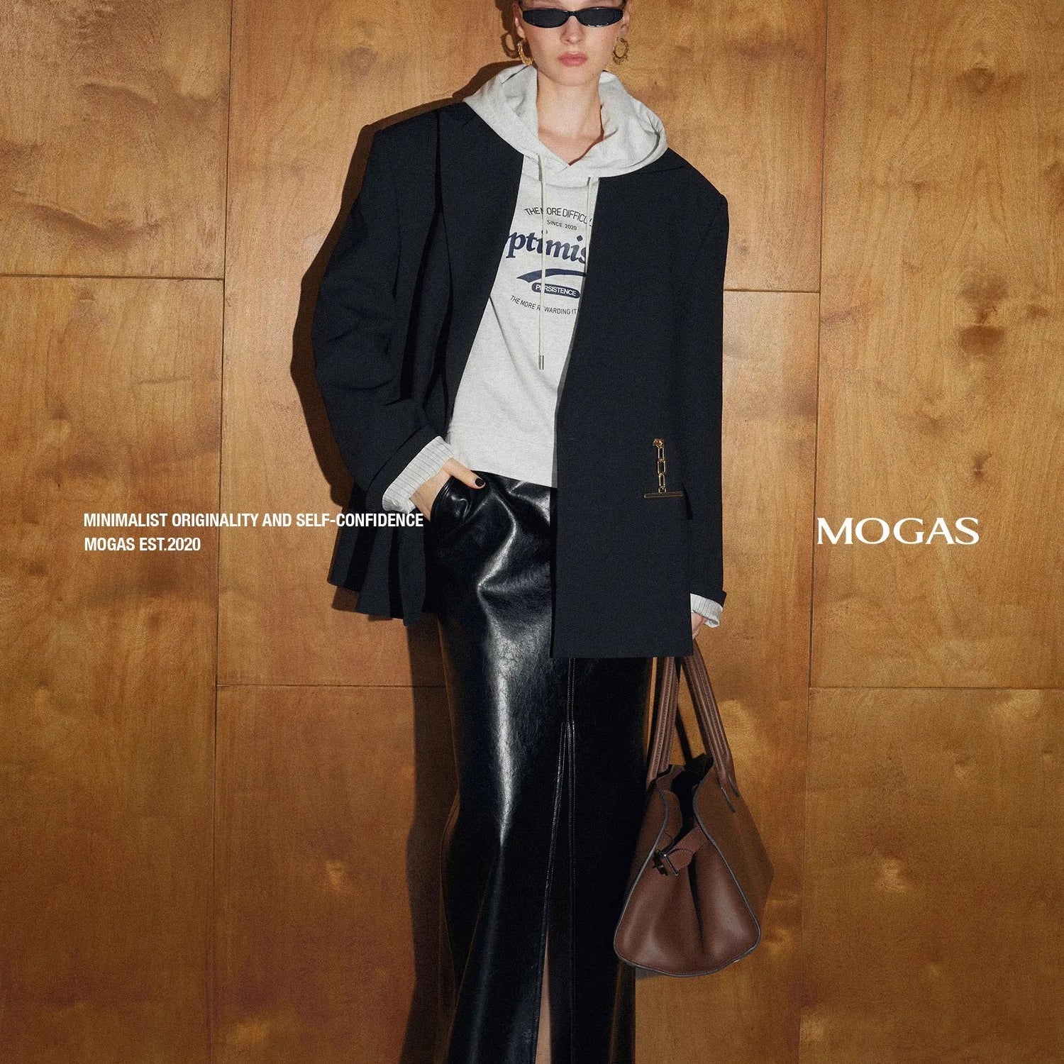 Lautaro Spring Autumn Shiny Black Pu Leather Maxi Skirt Women with Front Slit High Waist Extra Long Luxury Designer Clothes 2025