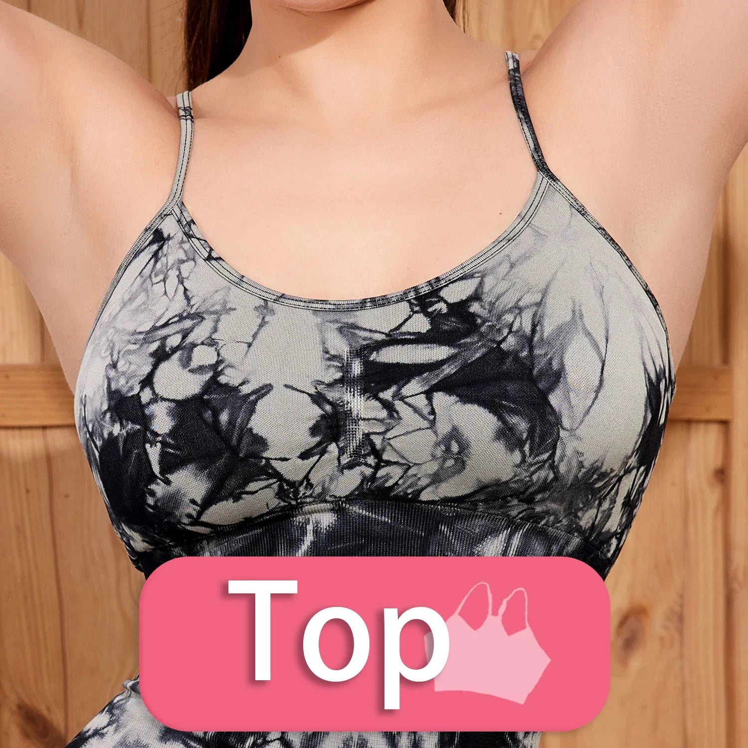 SALSPOR 1/2/3Pcs Tie Dye Seamless Butt Lifting Women Gym Set Stretch Running Outdoors Sport Yoga Outfit for Woman Skinny Shorts Black Top