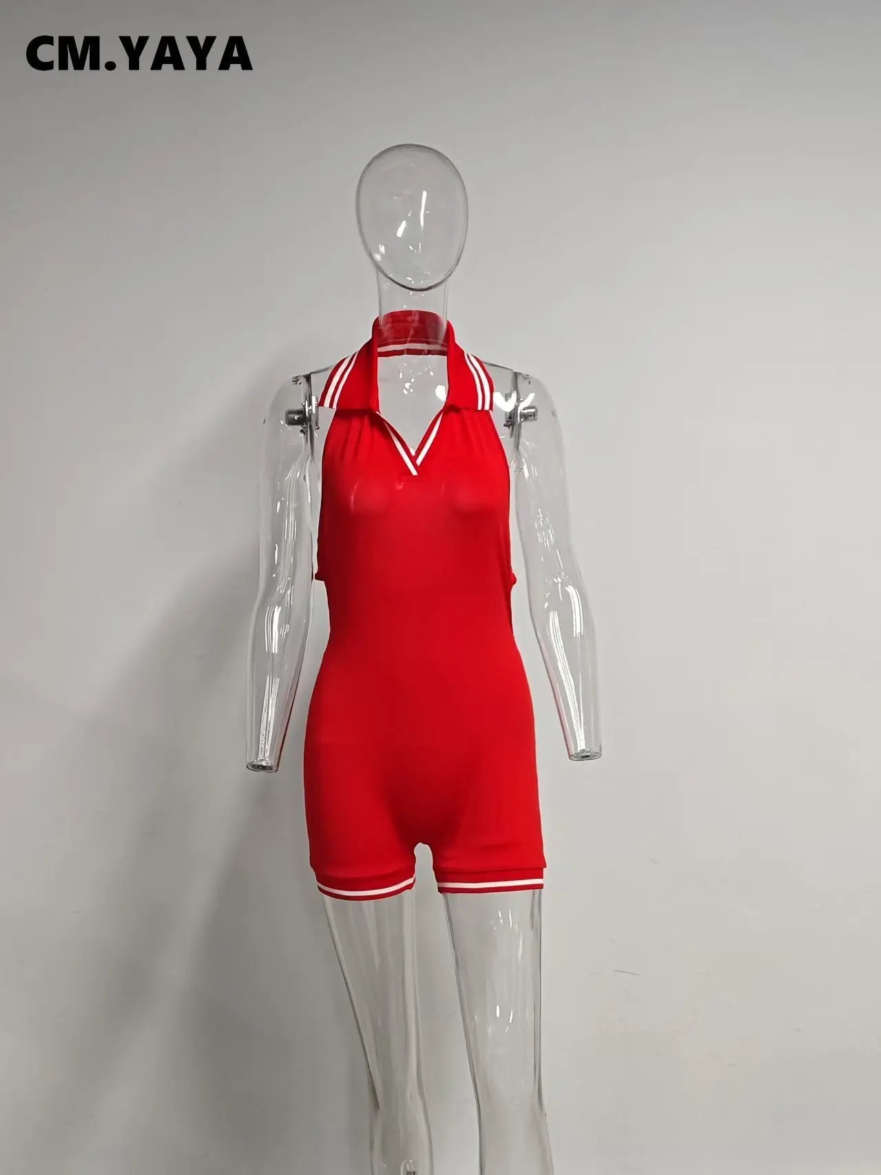 Women Knitted Sleeveless V-neck Backless Short Jumpsuits Street 2025 Summer Striped One Piece Suit Romper Playsuits