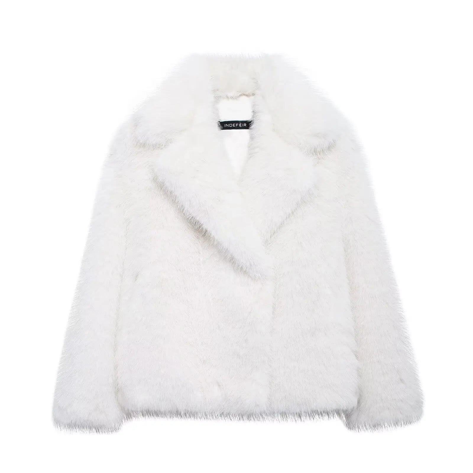 HH Women Fashion Lapel Faux Fur Jackets Elegant Solid Long Sleeves Oversized Coats 2025 Female Winter Fuzzy Warm Outerwear white