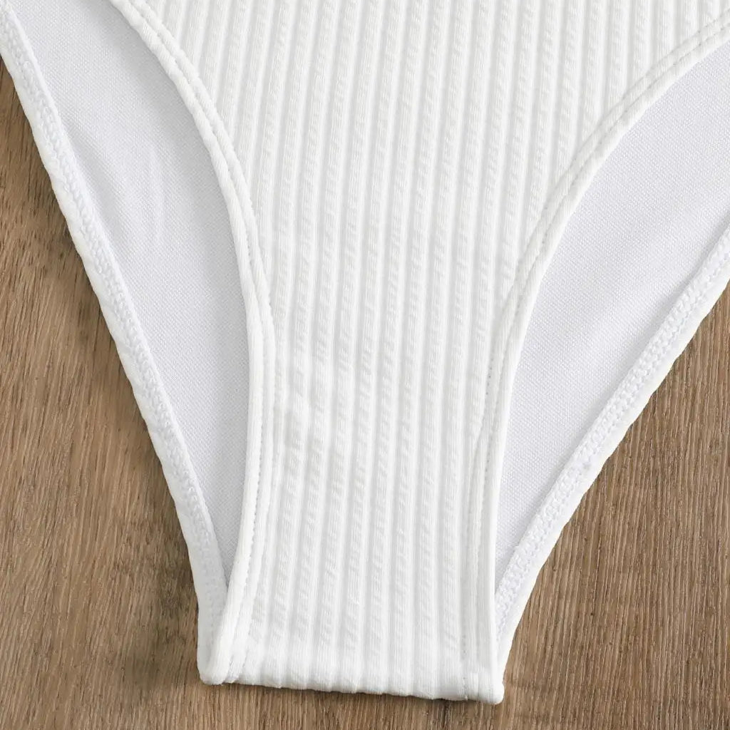 Chain Linked Cut Out Halter Bikini Sexy Swimsuit Women White Swimwear Female Bathers Bathing Swimming Swim Suit Beachwear