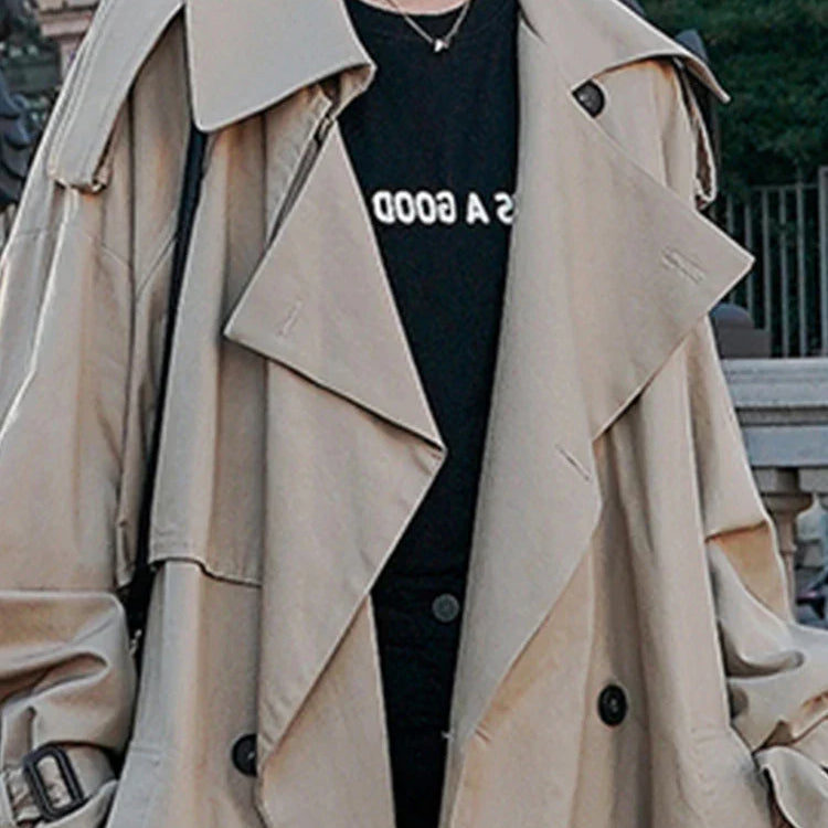 Spring Autumn Extra Long Flowy Oversized Casual Trench Coat for Women Belt Double Breasted Loose Korean Fashion 2022