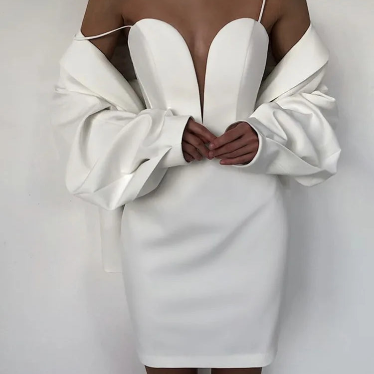 Women Summer Sexy Sleeveless Backless V Neck White Black Mesh Mini Bodycon Bandage Dress Elegant Evening Club Party Dress