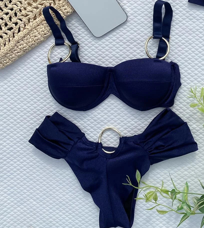 Summer Push Up Bikini Sets Solid Women's Swimsuit Vintage Print Swimwear Vacation Bathing Suit Sexy Summer Outfits Beachwear 19