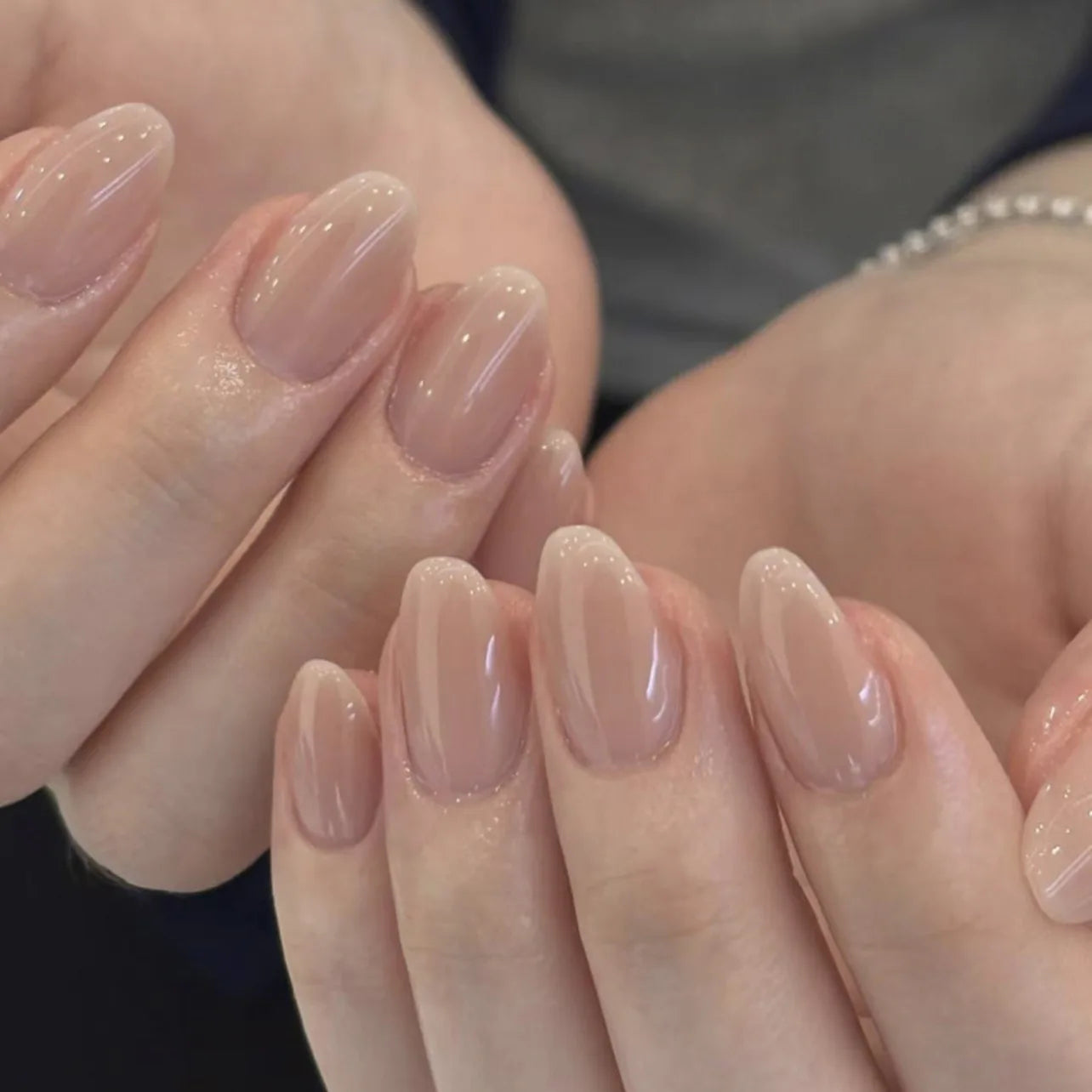 24pcs Shiny Nude Pink False Nails Ins Simple Almond Fake Nails Tips Wearable Detachable Sweet Korean Press on Nails 6