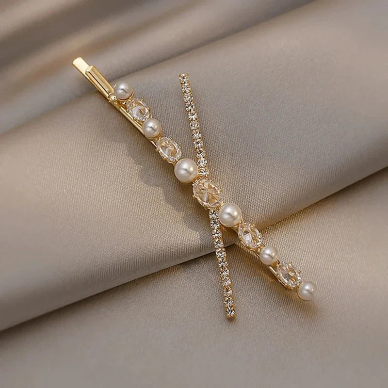 Rhinestones X Pearl Metal Hairclips Women Cross Crystal Hair Clip Girls Hairpins Barrette Hairgrip Hairband Bobby Pin Hair Acces