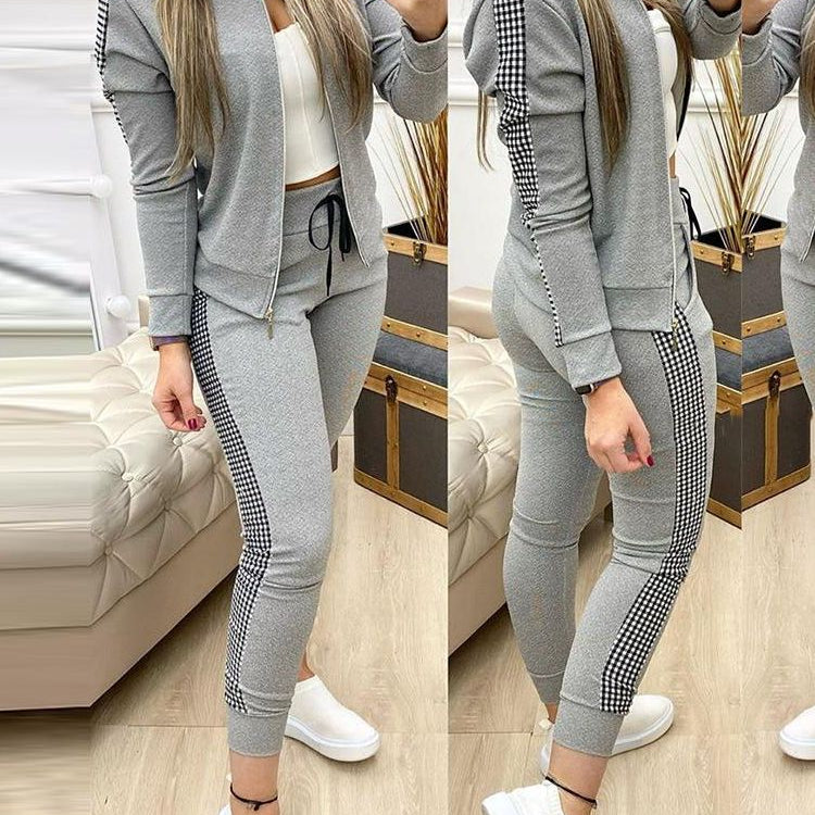 Women Two Piece Set Outfits Autumn Women's Tracksuit Zipper Top And Pants Casual Sport Suit Winter 2 Piece Woman Set Gray