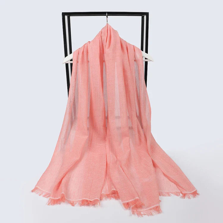 2023 Silk Scarves Women Luxury Brand Hijab Scarf Solid Foulard Femme Shawls Wraps Silk Bandana Head Scarf Hijab Beach Poncho Linen one 3